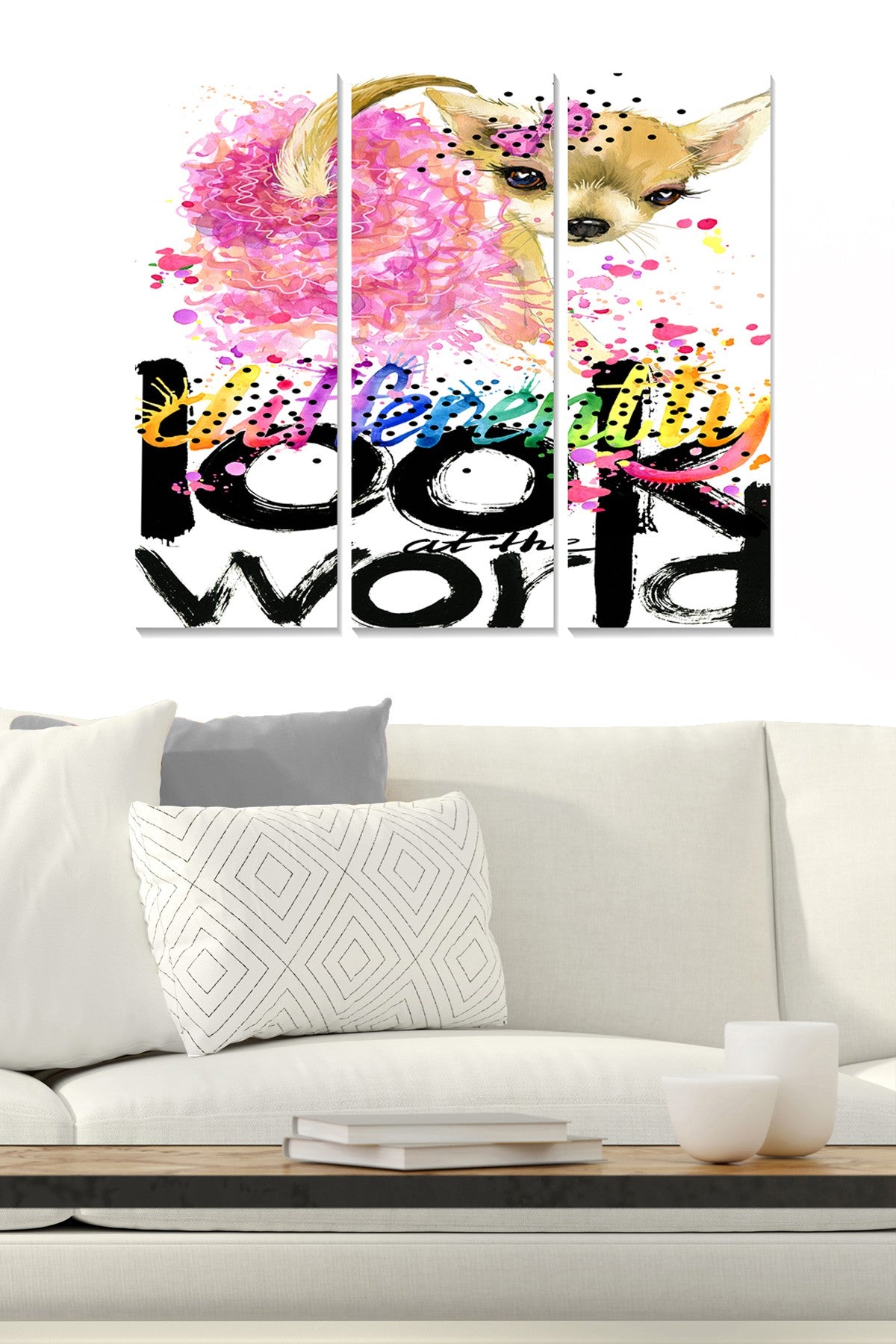 Quadro Decorativo em MDF Multicolor (Conjunto de 3) – Total 70x50 cm, 3x 20x50 cm, Espessura 3 mm