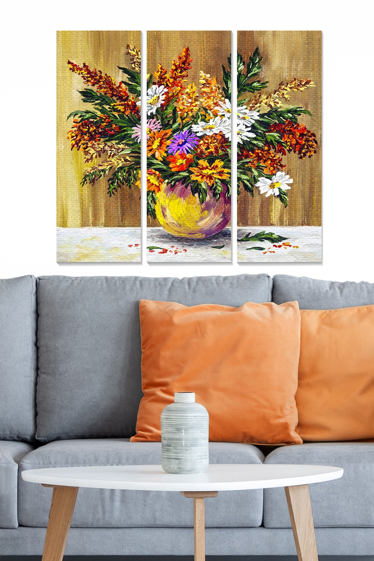 Quadro Decorativo em MDF Multicolor — Conjunto de 3 Peças (70x50 cm) | Painéis 20x50 cm, MDF 3 mm