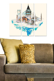 Conjunto de Quadros Decorativos em MDF Multicolor (3 Peças) – Tamanho Total 70x50 cm, Espessura 3 mm