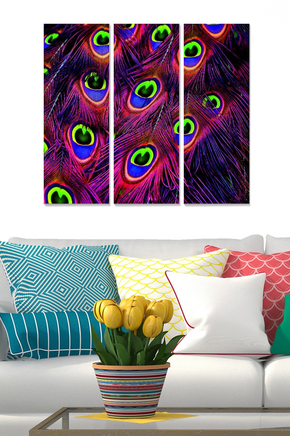 Quadro Decorativo em MDF Multicolor (Conjunto de 3 Peças) – 70x50 cm