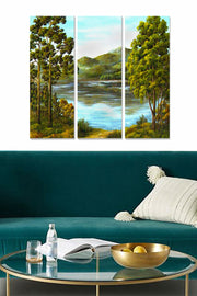 Quadro Decorativo em MDF Multicolor – Conjunto 3 Peças (20x50 cm cada, 70x50 cm total)