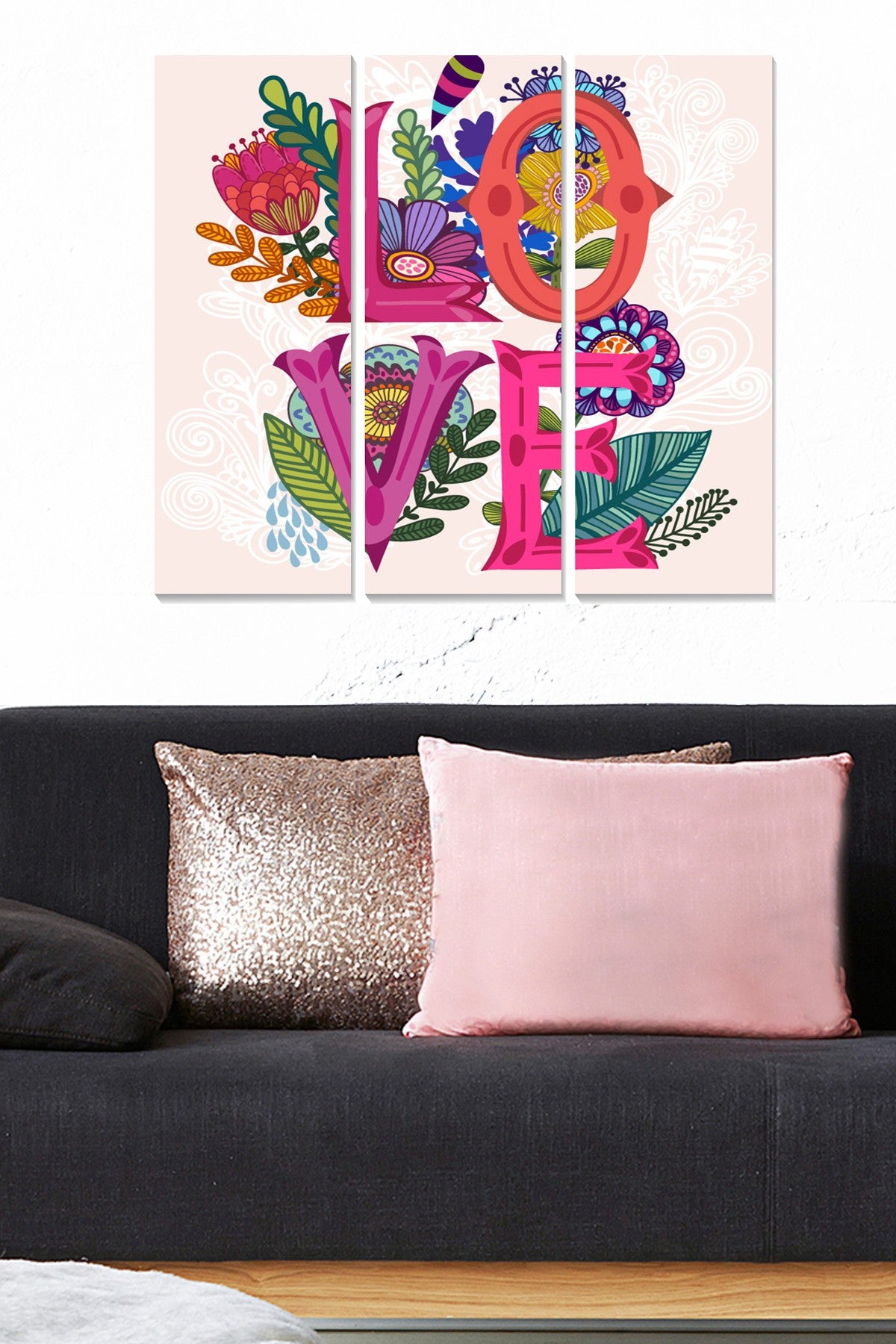 Conjunto de Quadros Decorativos em MDF (3 Peças) Multicolor — Total 70x50 cm, 3x 20x50 cm, 3 mm espessura