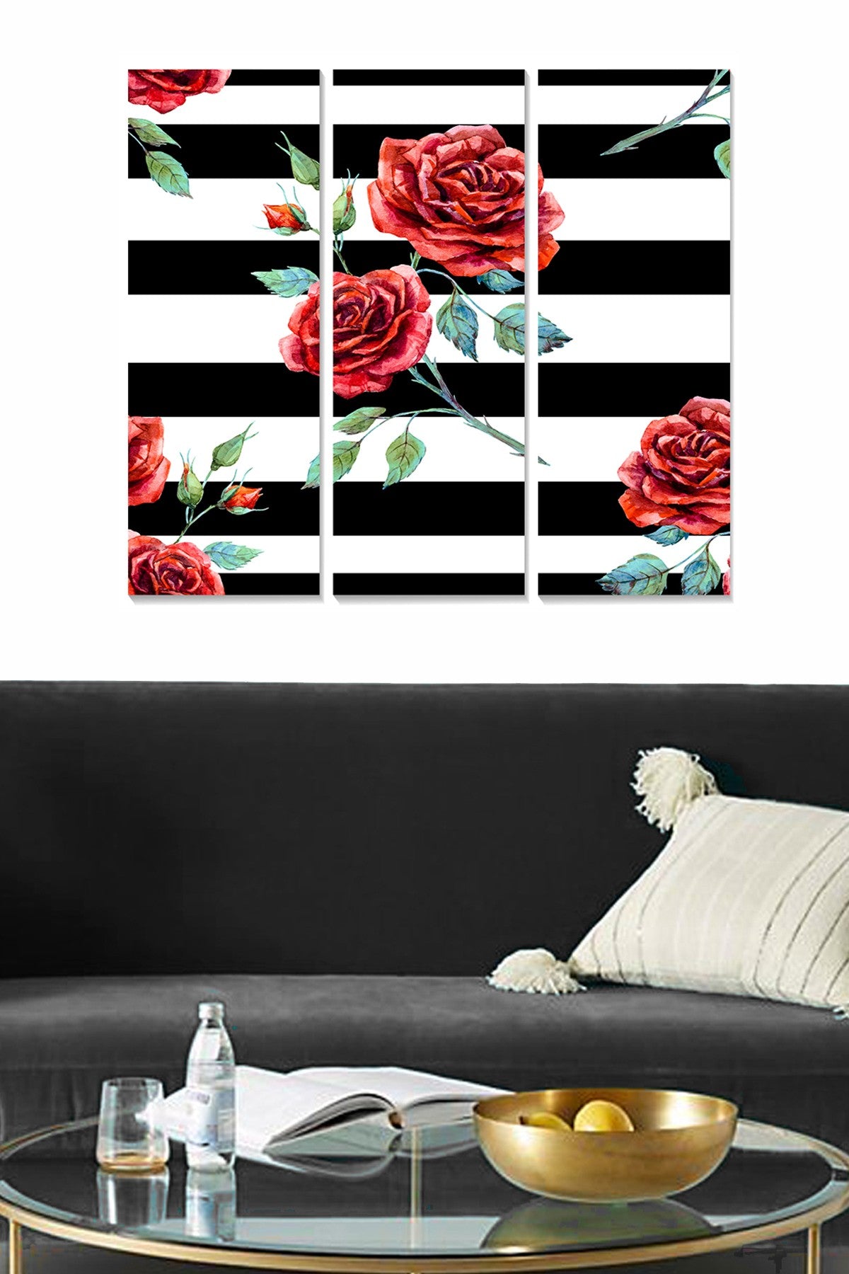 Conjunto de Quadros Decorativos em MDF (3 Peças), Multicolor — 20x50 cm cada, total 70x50 cm, espessura 3 mm