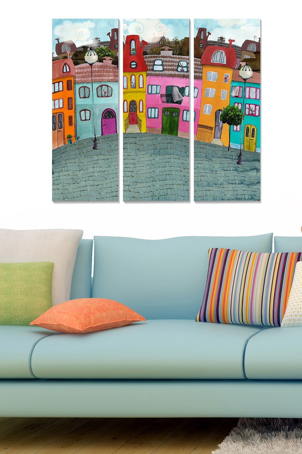 Conjunto de Quadros Decorativos em MDF Multicolor – 3 Peças, 70x50 cm (Espessura 3 mm)