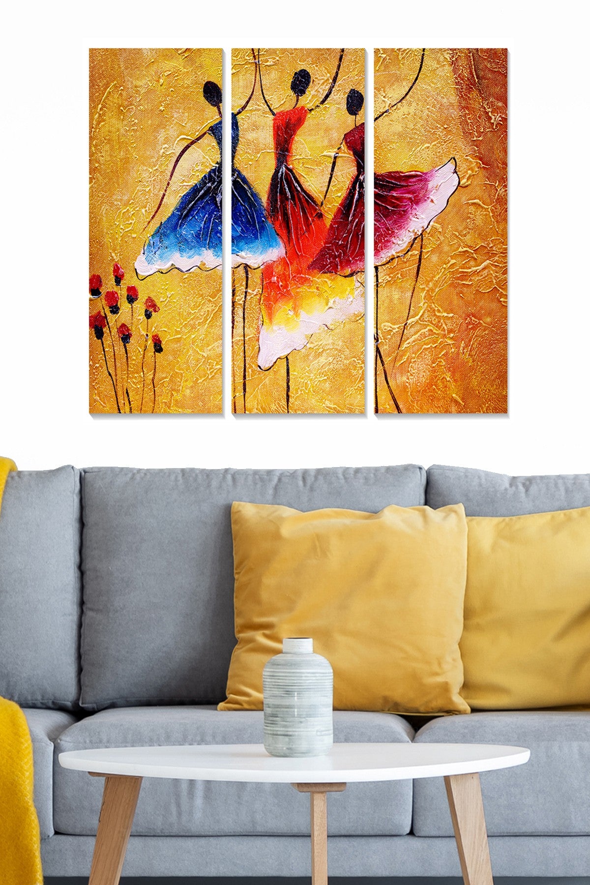 Quadro Decorativo em MDF Multicolorido (Conjunto de 3) 20x50 cm cada, Total 70x50 cm, Espessura 3 mm