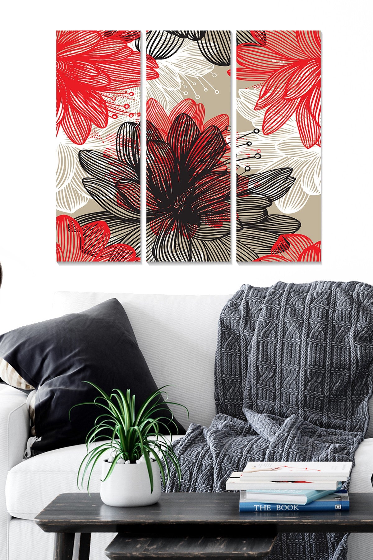 Quadro Decorativo 100% MDF Multicolorido – Conjunto de 3 Peças (20 x 50 cm cada, total 70 x 50 cm, espessura 3 mm)