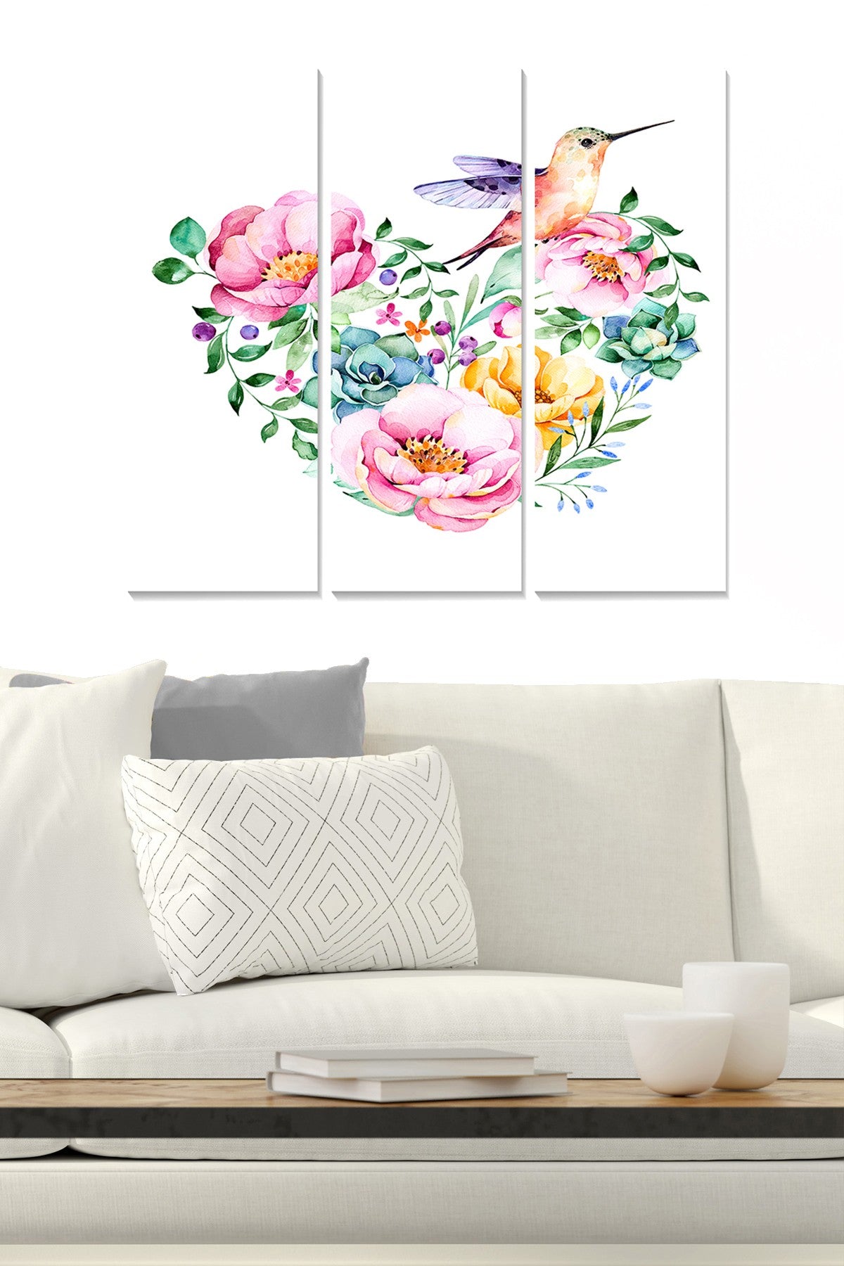 Tríptico Decorativo em MDF (3 Peças) Multicolor – 70x50 cm, Espessura 3 mm