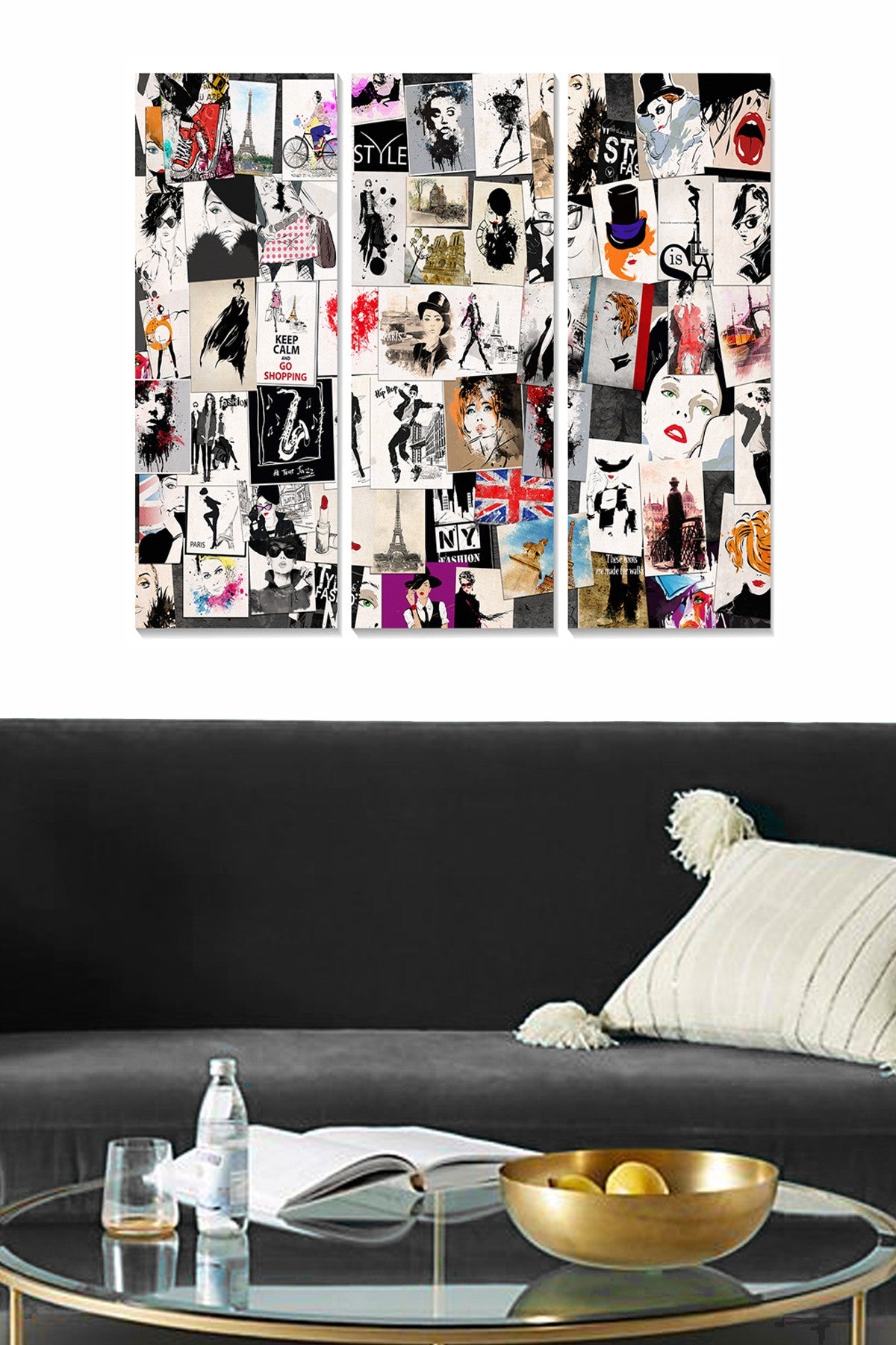 Quadro Decorativo em MDF Multicolor (3 Peças) 20x50 cm cada, Espessura 3 mm, Tamanho Total 70x50 cm