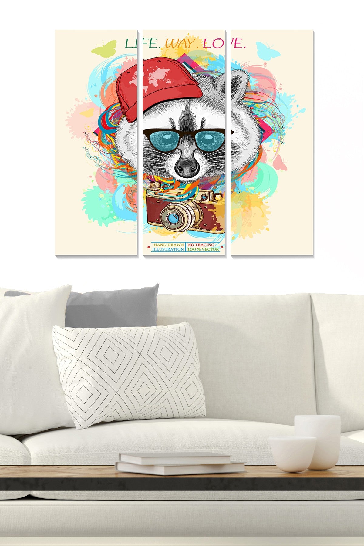 Quadro Decorativo em MDF Multicolor (Conjunto de 3) – 70x50 cm, 3 mm