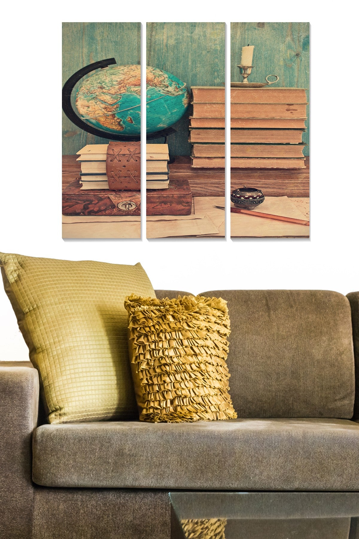 Conjunto de 3 Quadros Decorativos em MDF Multicolor 20x50 cm cada 70x50 cm total 3 mm