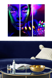 Quadro Decorativo em MDF Multicolor (Conjunto de 3) – 70x50 cm total, 20x50 cm cada, MDF 3 mm