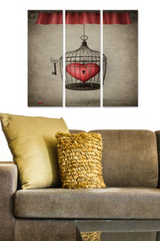 Conjunto de Quadros Decorativos em MDF Multicolor (3 Peças) — 20x50 cm cada, Total 70x50 cm, Espessura 3 mm