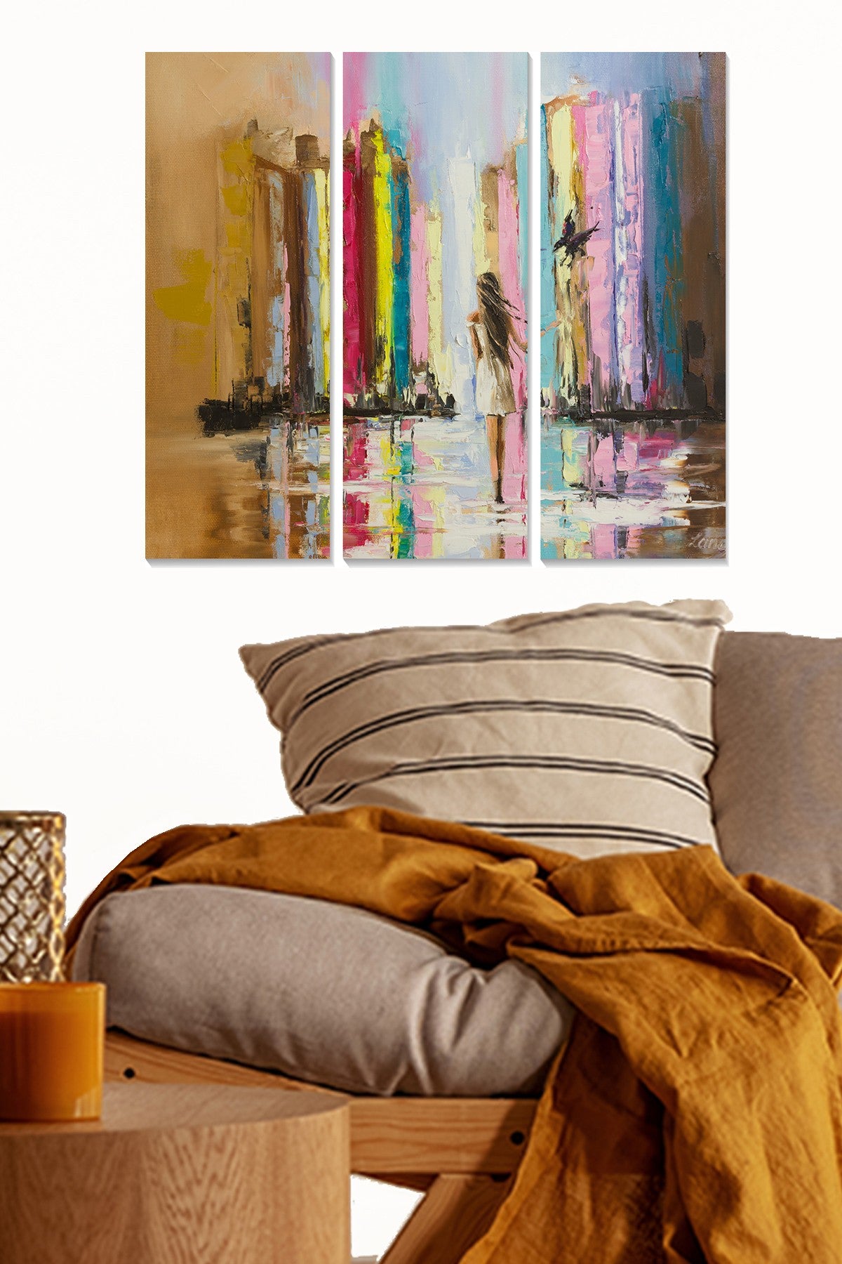 Quadro Decorativo em MDF Multicolor – Conjunto de 3 Peças (20x50 cm cada), Espessura 3 mm, Tamanho Total 70x50 cm