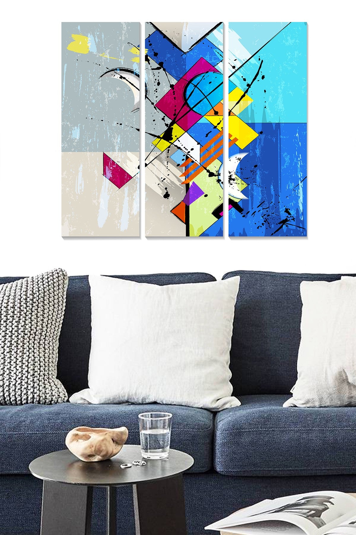 Quadro Decorativo em MDF Multicolor (Tríptico 3 Peças) 70x50 cm — MDF 3 mm — Modelo MDF464777969