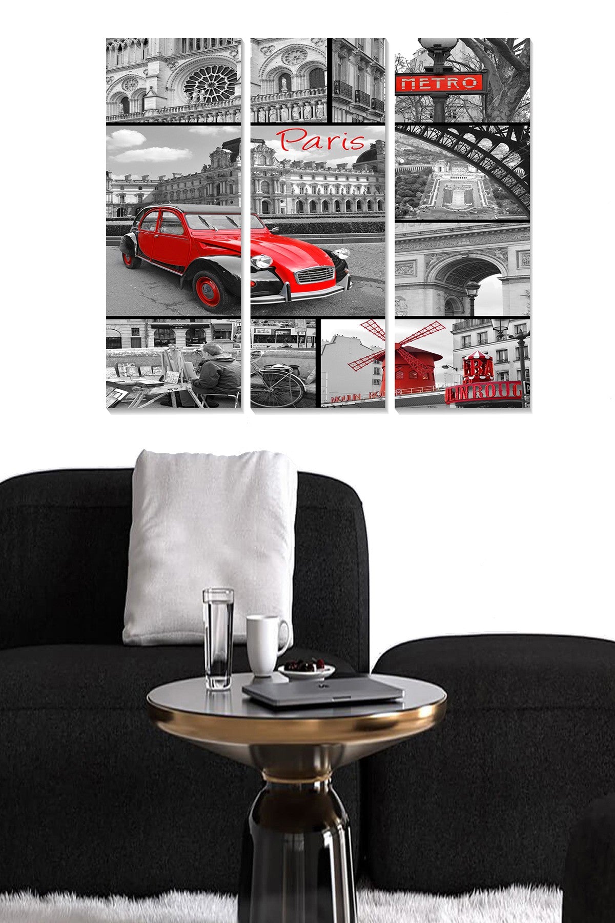 Quadro Decorativo em MDF Multicolor (3 Peças) 20 x 50 cm cada, Total 70 x 50 cm, MDF 100% 3 mm