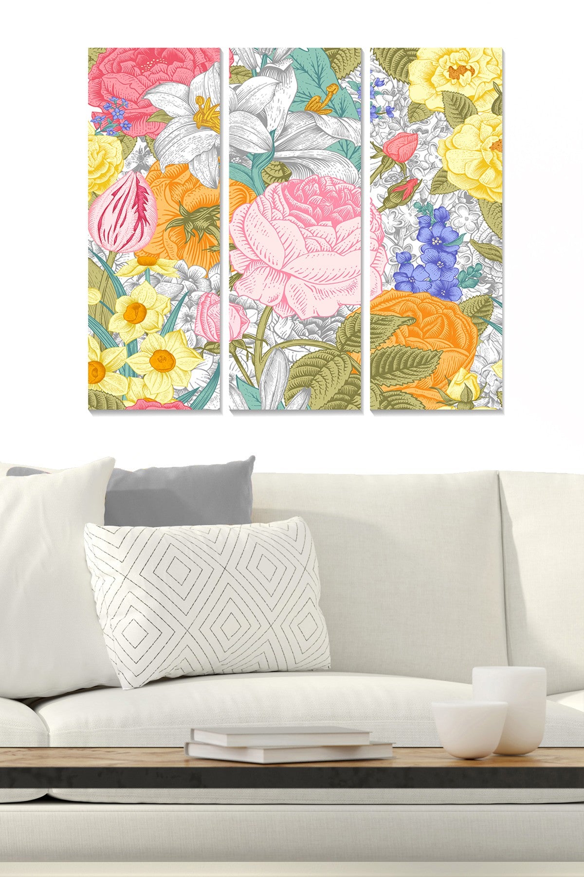 Tríptico Decorativo em MDF Multicor – 70 x 50 cm (3 Peças, 3 mm)