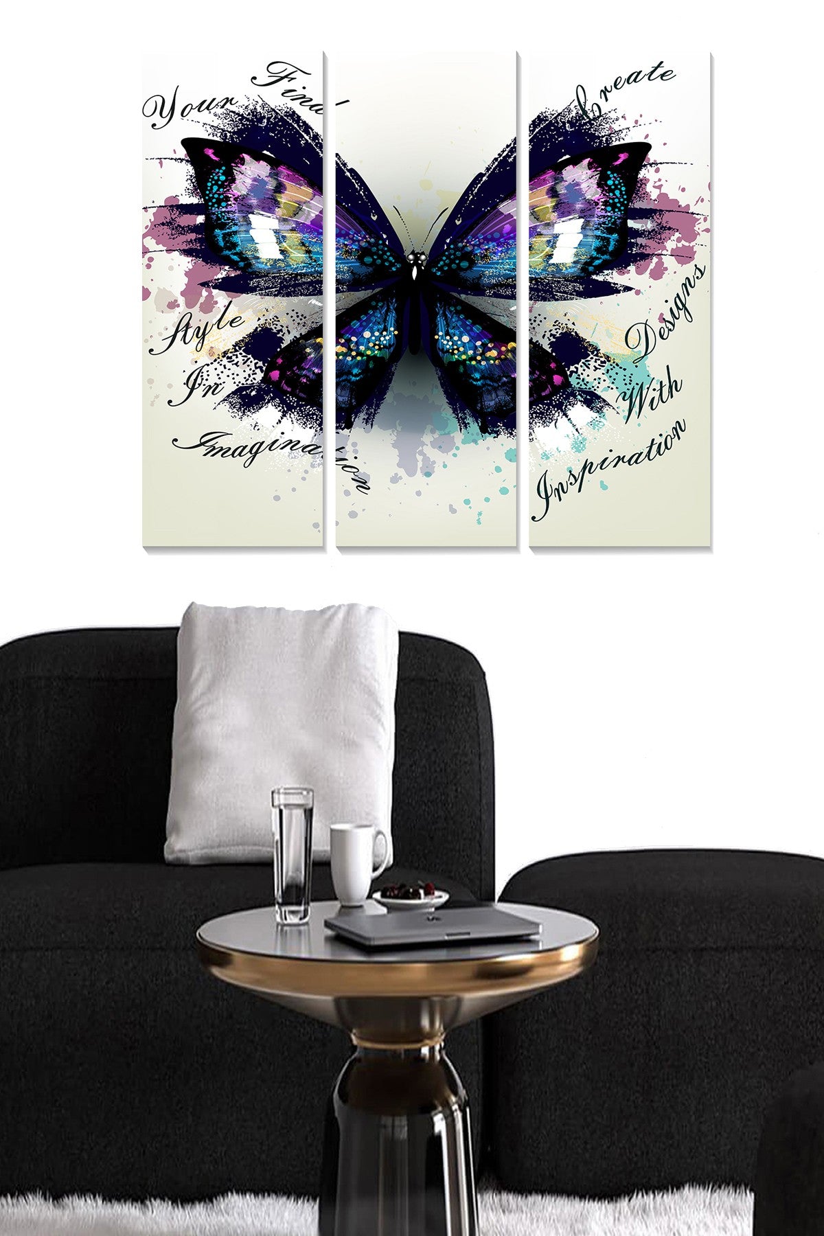 Quadro Decorativo em MDF Multicolor – Conjunto de 3 Peças, 70 x 50 cm (3 mm)