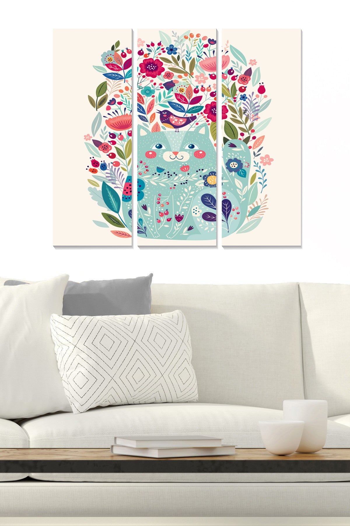 Quadro Decorativo em MDF Multicolor – Conjunto de 3 Peças, 70x50 cm (Total), 3 mm