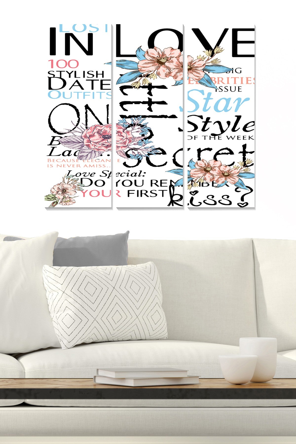 Quadro Decorativo em MDF Multicolorido – Conjunto 3 Peças, 70x50 cm (3x20x50), 3 mm