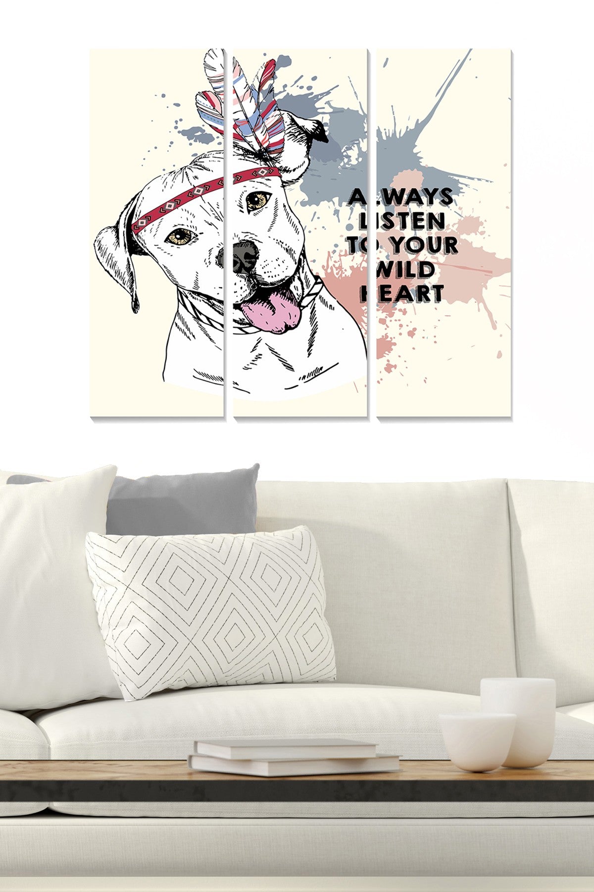 Conjunto de Quadros Decorativos em MDF Multicolor (3 Peças) – 70x50 cm (Total), 3 mm de espessura