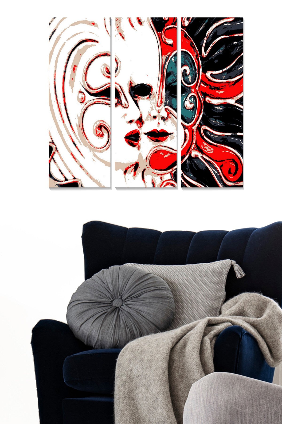 Tríptico Decorativo em MDF Multicolor – 3 Peças (20x50 cm cada), 70x50 cm total, espessura 3 mm