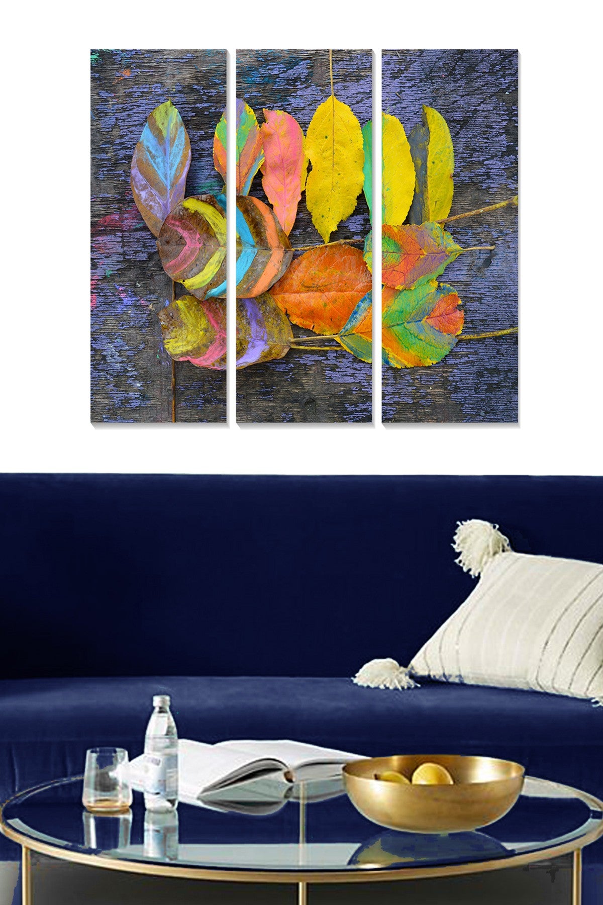 Quadro Decorativo em MDF Multicolorido – Conjunto de 3 Peças, 20x50 cm cada, Total 70x50 cm, 3 mm