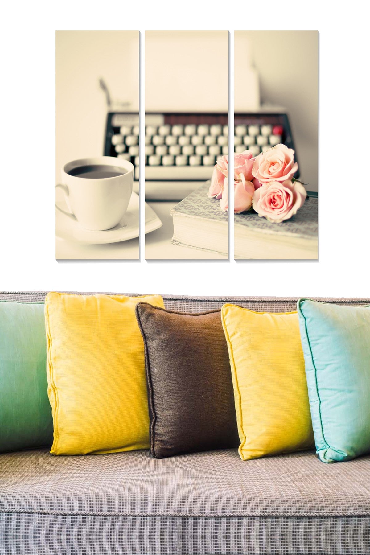 Conjunto de Quadros Decorativos em MDF (3 Peças) Multicolor – 20x50 cm cada, Total 70x50 cm, Espessura 3 mm