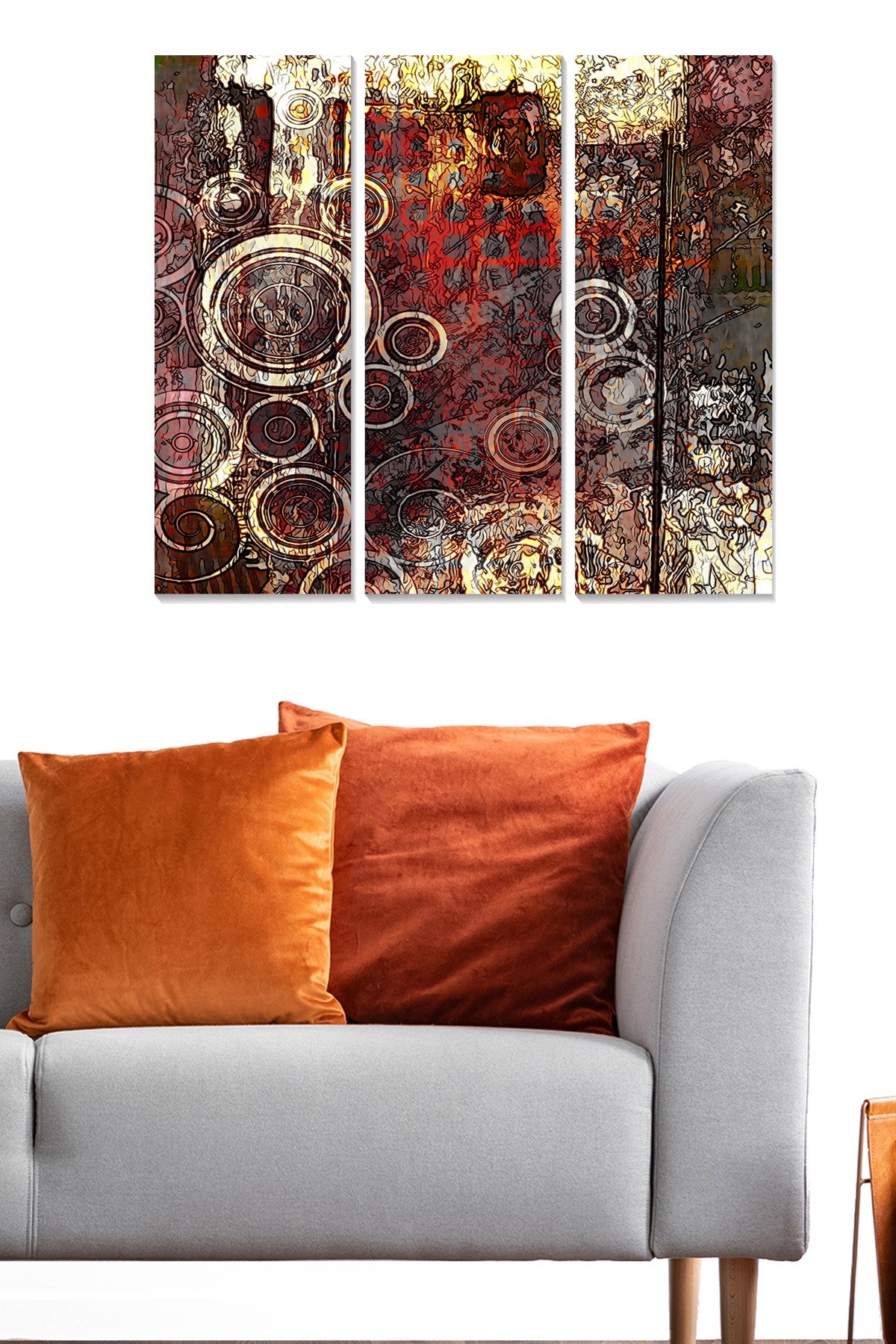 Quadro Decorativo em MDF Multicolorido – Conjunto de 3 Peças, 3 mm, 20x50 cm cada (70x50 cm total)