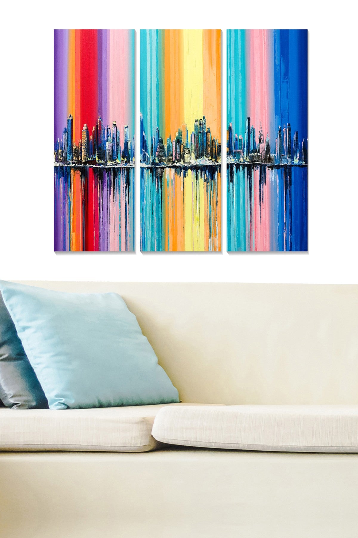 Conjunto de Quadros Decorativos em MDF 3 mm (3 Peças) Multicolor – 20x50 cm cada, total 70x50 cm