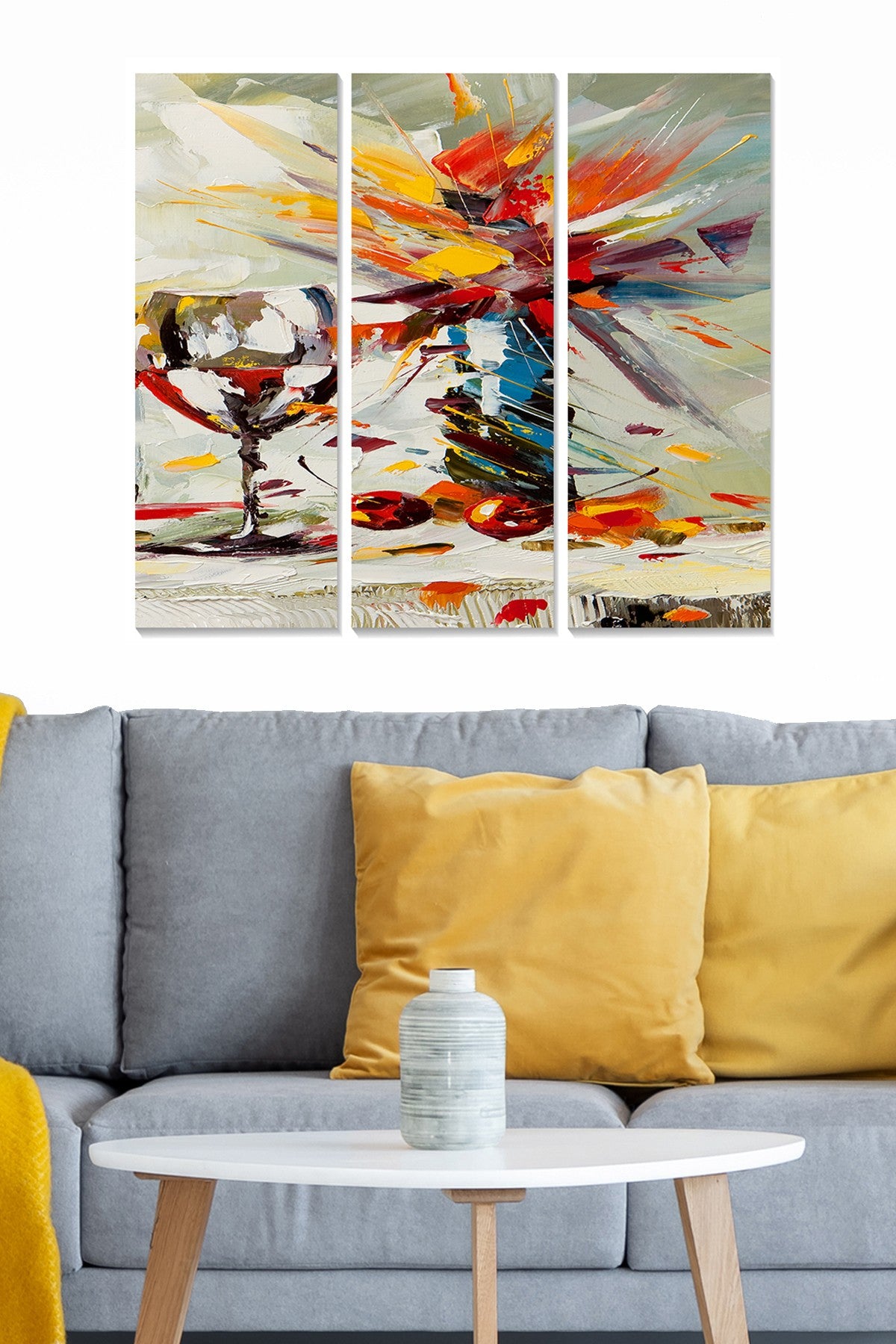 Quadro Decorativo em MDF Multicolor – Conjunto de 3 Peças (20x50 cm cada, total 70x50 cm), 100% MDF 3 mm