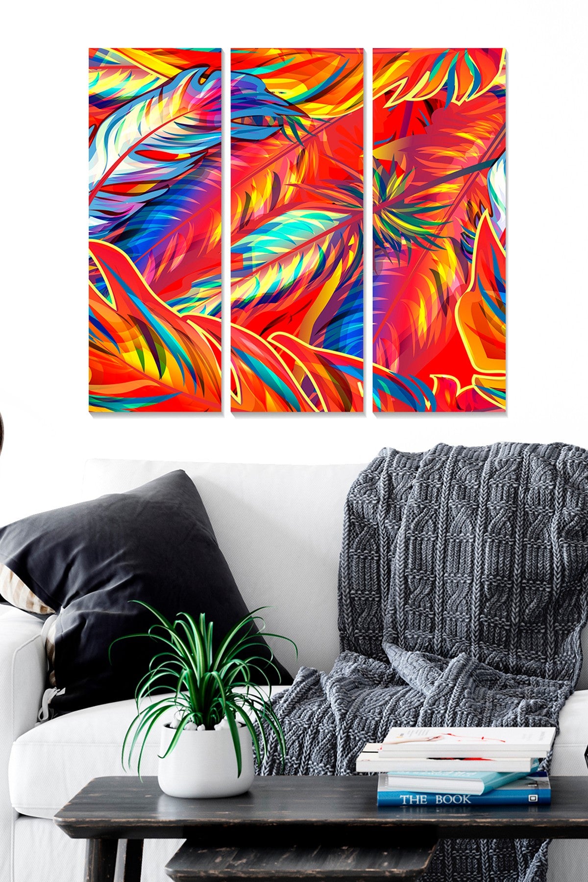 Quadro Decorativo em MDF – Conjunto de 3 Peças, Multicolor, 20x50 cm cada (Tamanho Total 70x50 cm)