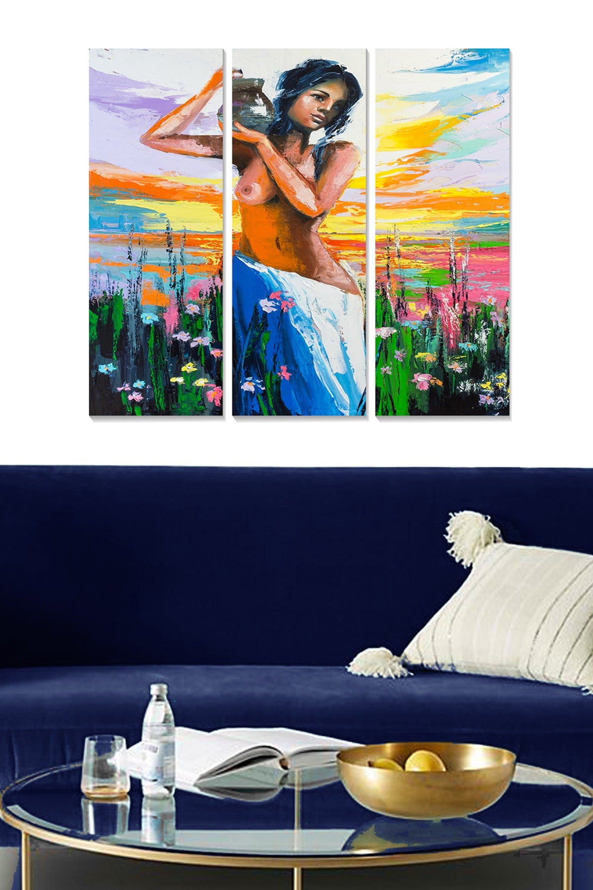 Tríptico Decorativo em MDF (3 Peças) Multicolor – Tamanho Total 70 x 50 cm (3 x 20 x 50 cm), Espessura 3 mm