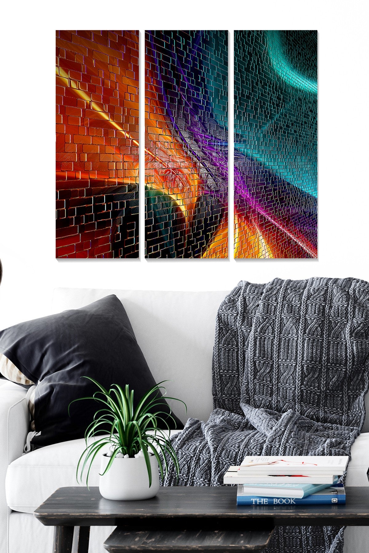 Quadro Decorativo Multicolor em MDF 100% (3 mm) – Conjunto 3 Peças 20x50 cm cada (Total 70x50 cm) | MDF54339