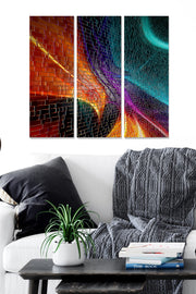 Quadro Decorativo Multicolor em MDF 100% (3 mm) – Conjunto 3 Peças 20x50 cm cada (Total 70x50 cm) | MDF54339