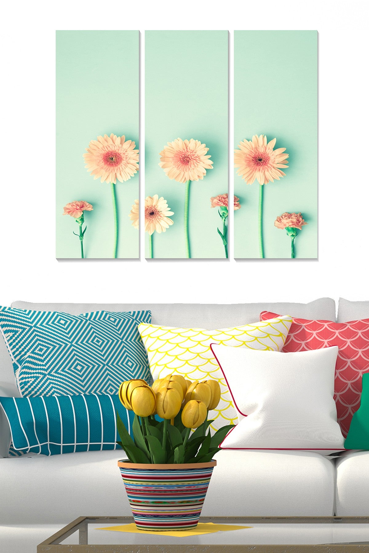 Quadros Decorativos em MDF Multicolor (Conjunto 3 Peças) — Total 70 x 50 cm, Espessura 3 mm