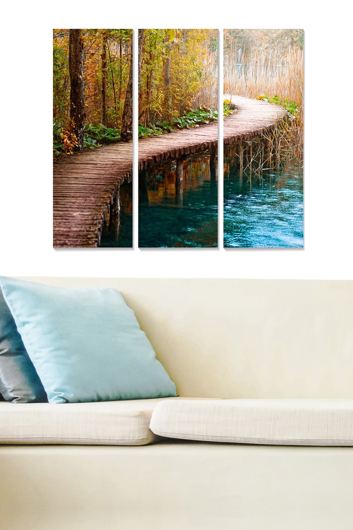 Quadro Decorativo em MDF Multicolor – Conjunto de 3 Peças (20x50 cm cada, 70x50 cm total, espessura 3 mm)