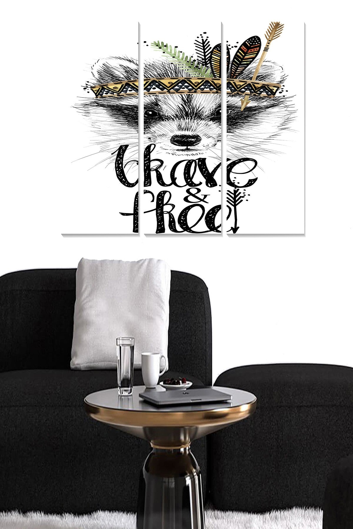 Quadro Decorativo em MDF Multicolor – Conjunto de 3 Peças (20x50 cm cada, 70x50 cm total)