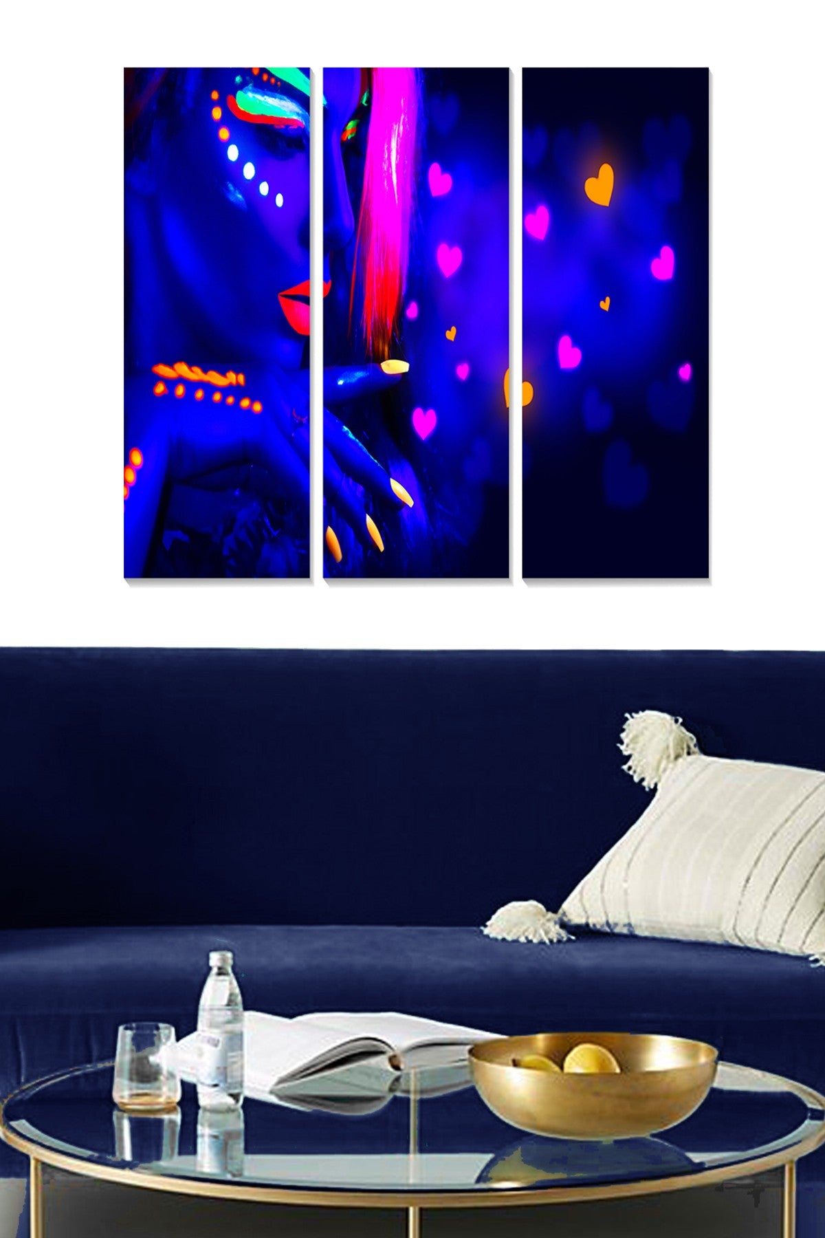 Quadro Decorativo em MDF (3 Peças), Multicolor, 20 x 50 cm cada (Total 70 x 50 cm), MDF 100% 3 mm, 1 kg