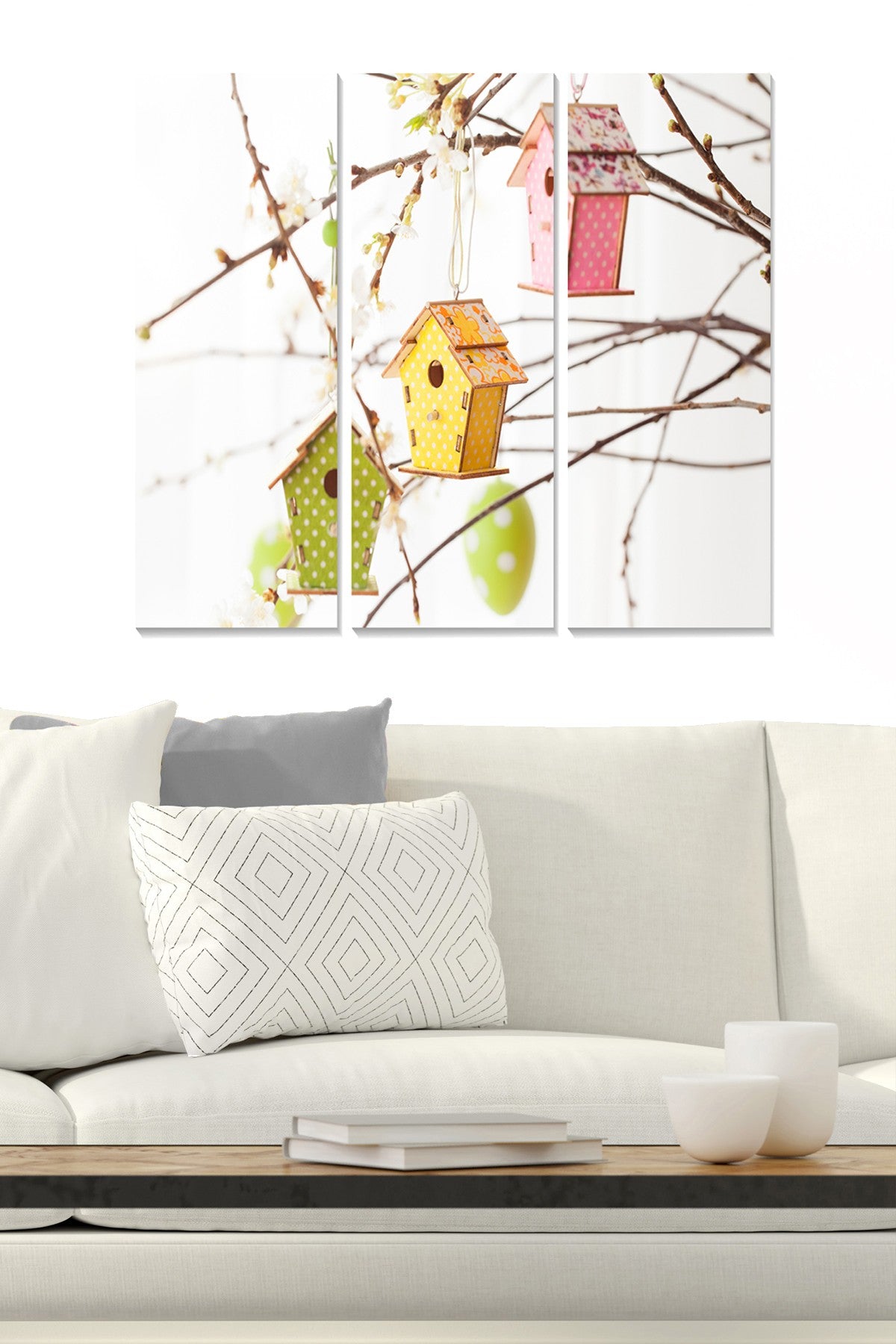 Conjunto de 3 Quadros Decorativos em MDF Multicolor – 20x50 cm (cada), total 70x50 cm