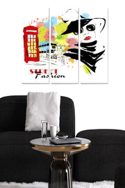 Quadro Decorativo em MDF Multicolor (3 Peças) – 70x50 cm total, 20x50 cm cada, espessura 3 mm