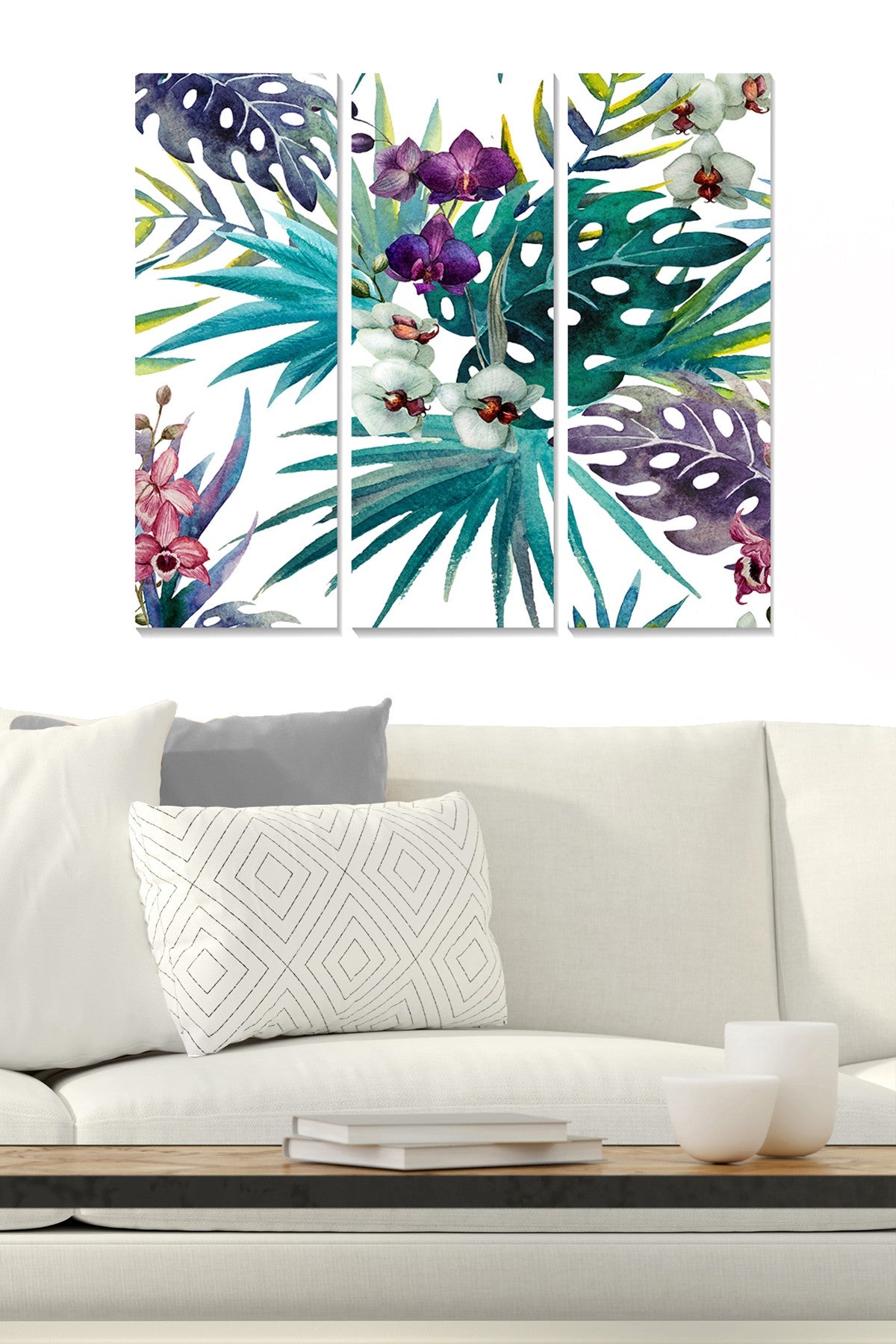Quadro Decorativo em MDF Multicolor – Conjunto de 3 Peças (20x50 cm cada, total 70x50 cm, 3 mm)