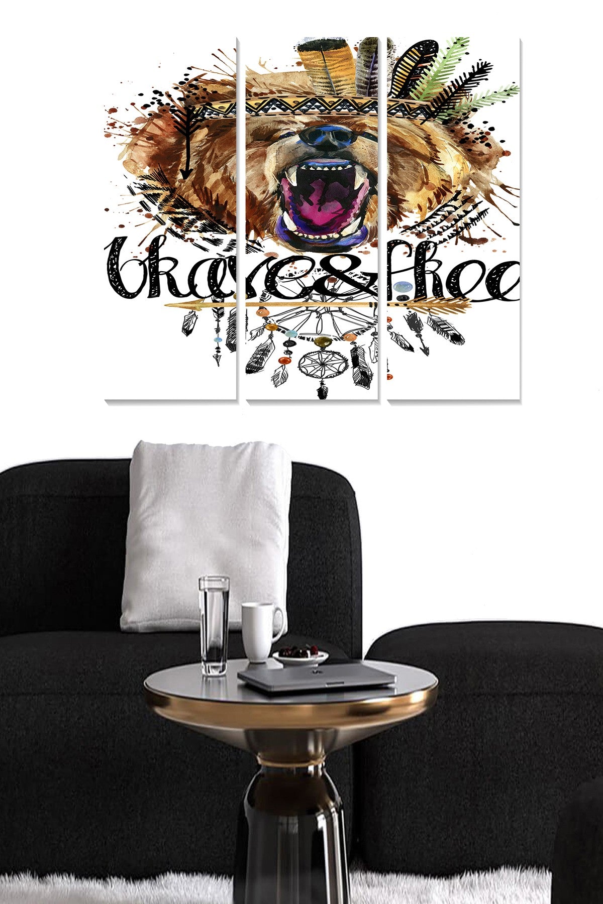 Tríptico Decorativo em MDF Multicolor – 3 Peças, 70 x 50 cm (3 mm)