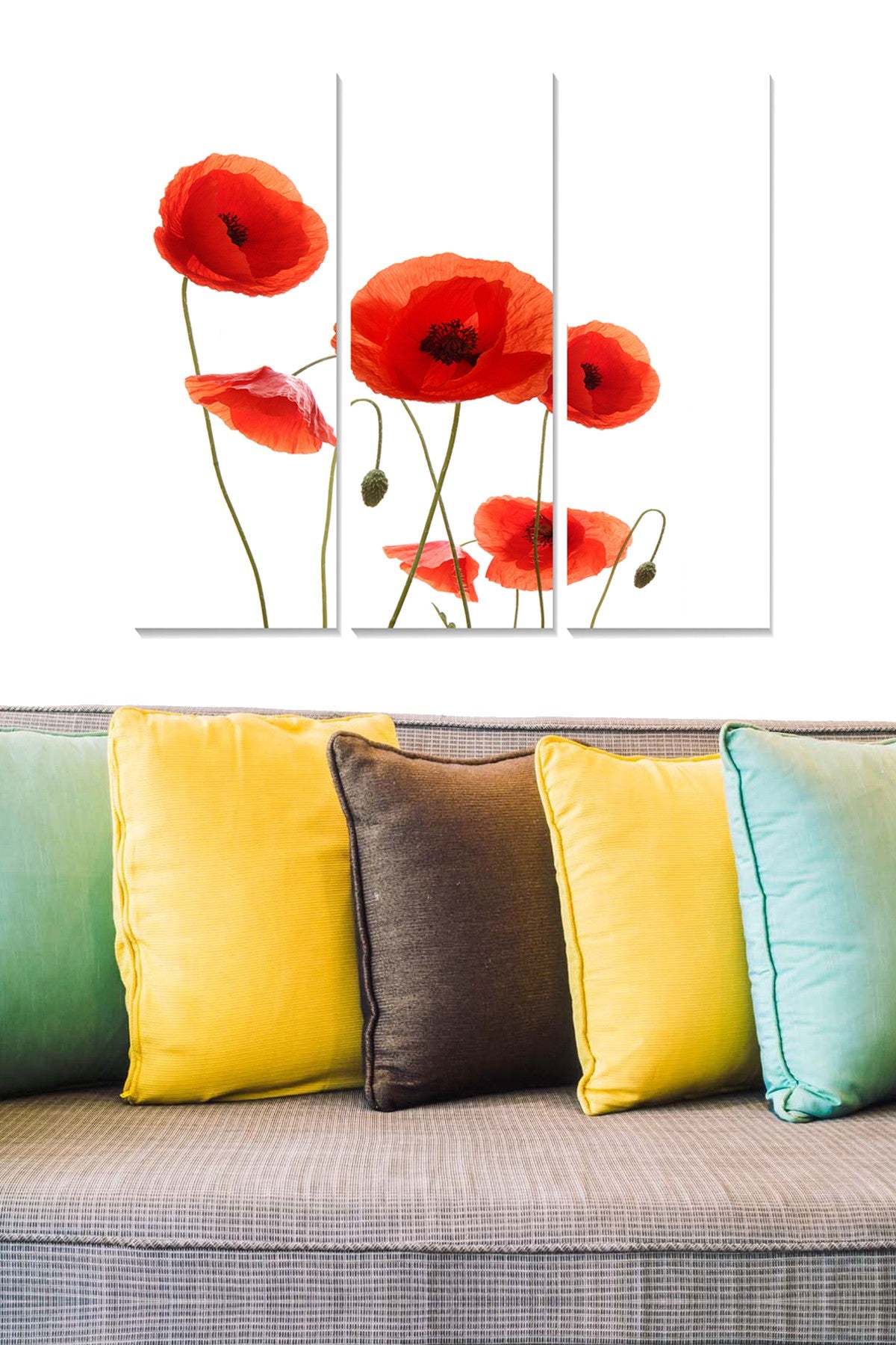 Quadro Decorativo em MDF Multicolor – Conjunto de 3 Peças (20x50 cm cada) | Tamanho Total 70x50 cm – MDF6002797