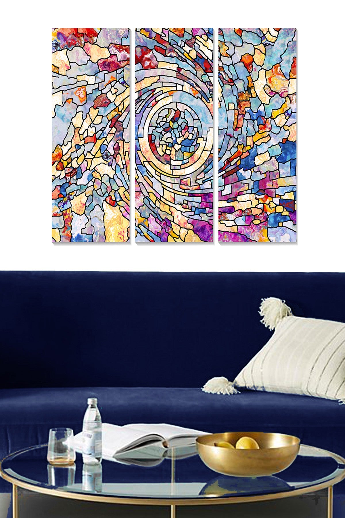 Quadro Decorativo em MDF Multicolor (3 Peças) – 20 x 50 cm cada, Total 70 x 50 cm, Espessura 3 mm