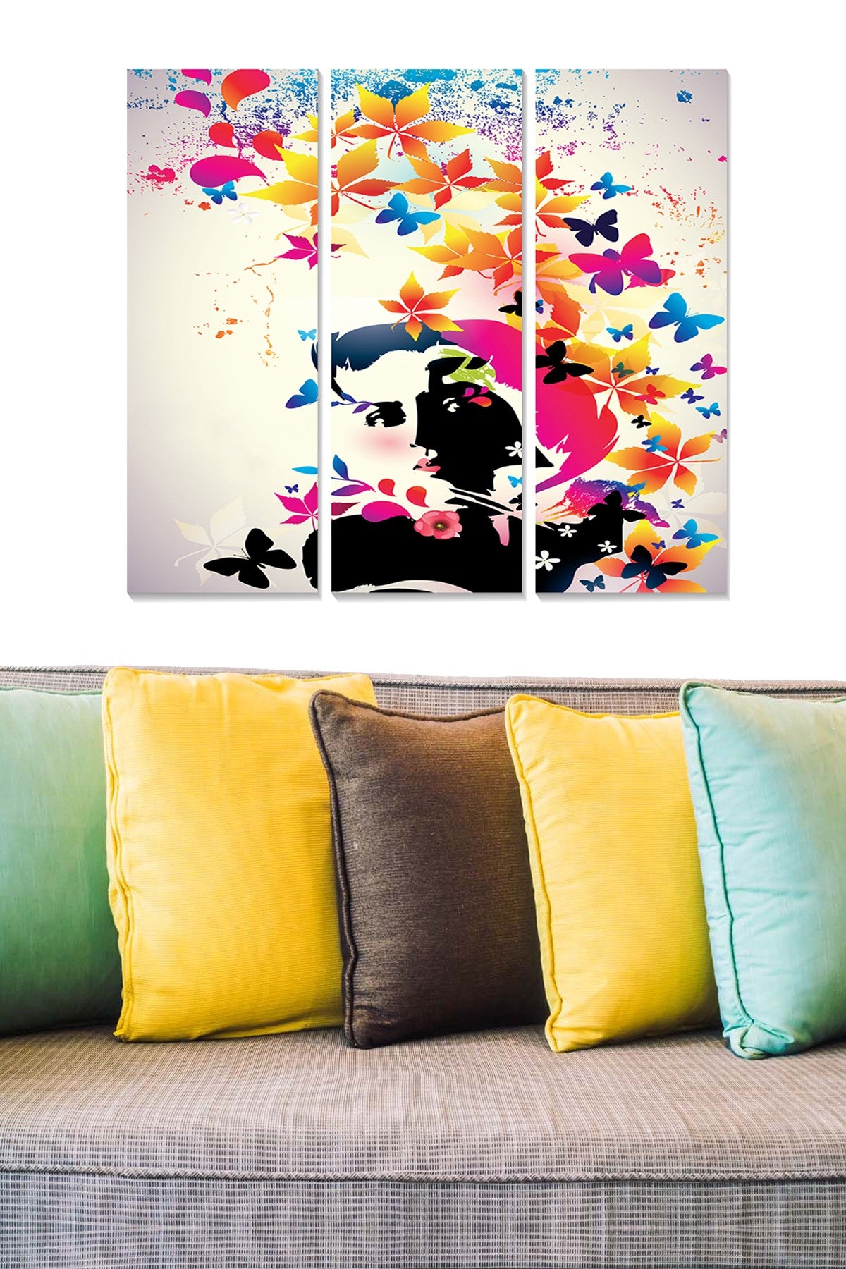 Quadro Decorativo em MDF Multicolor – Conjunto 3 Peças (20x50 cm cada, total 70x50 cm), espessura 3 mm (Ref. MDF6089471)