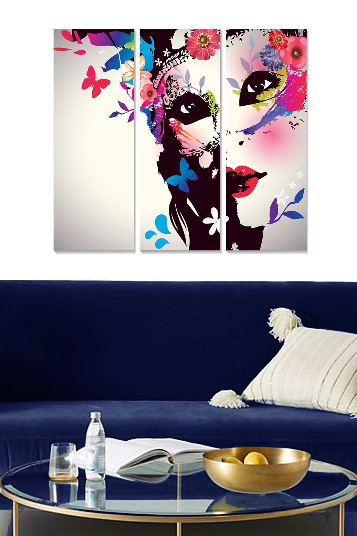 Quadro Decorativo em MDF Multicolor – 3 Peças, 70x50 cm (20x50 cm) | MDF6089832