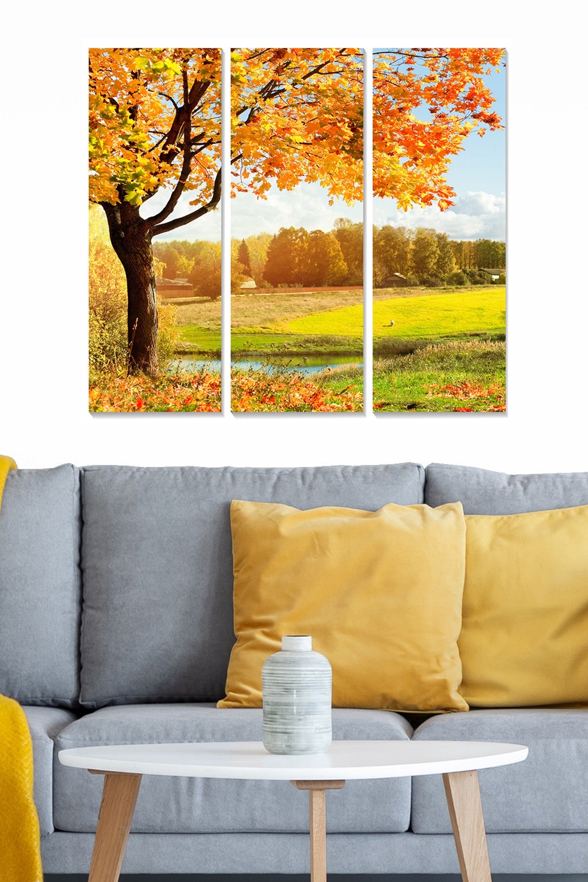 Conjunto de Quadros Decorativos 100% MDF, Multicolor – 3 Peças (20x50 cm cada), Total 70x50 cm