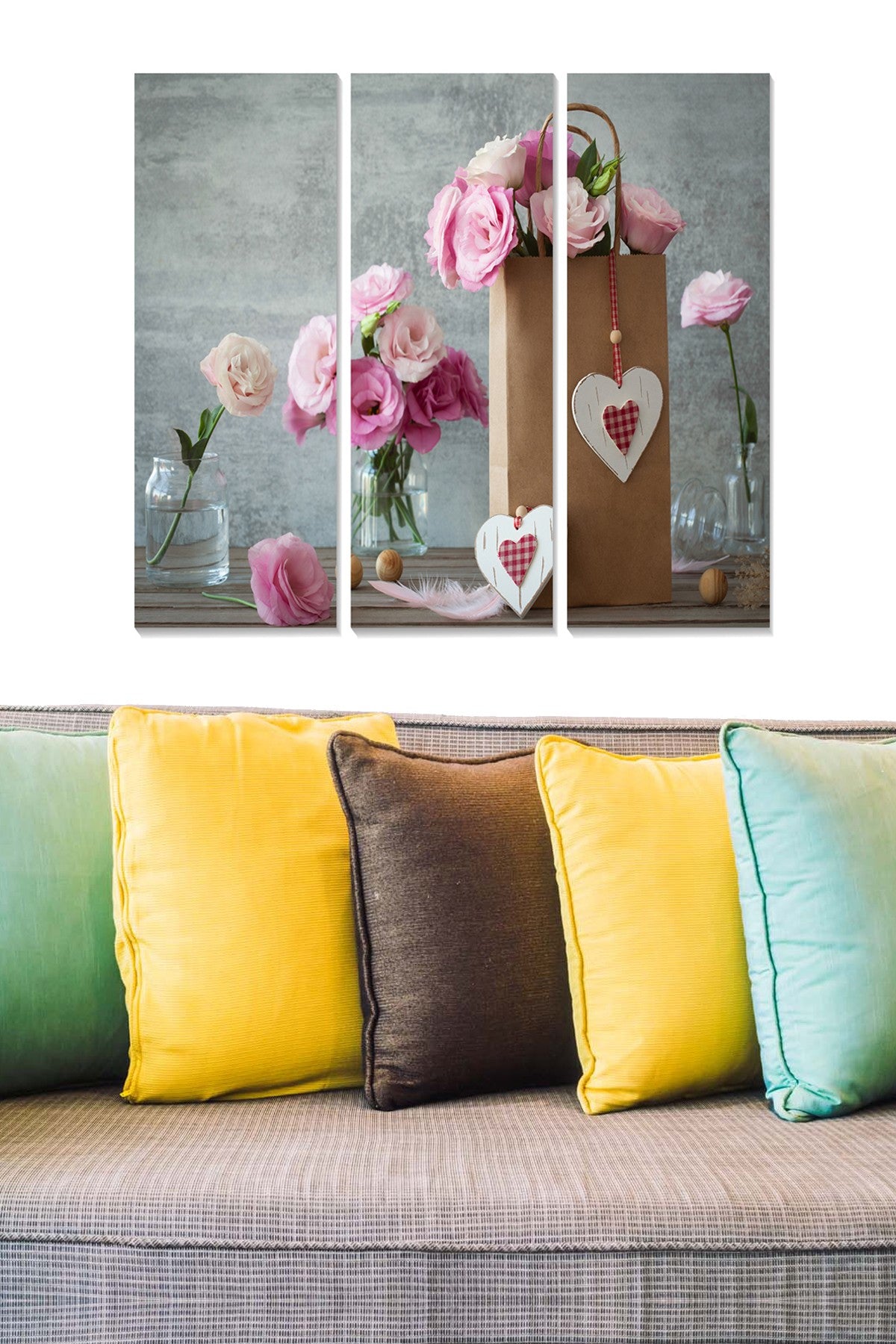 Quadro Decorativo em MDF Multicolor – Conjunto de 3 Peças (3x20x50 cm), Tamanho Total 70x50 cm