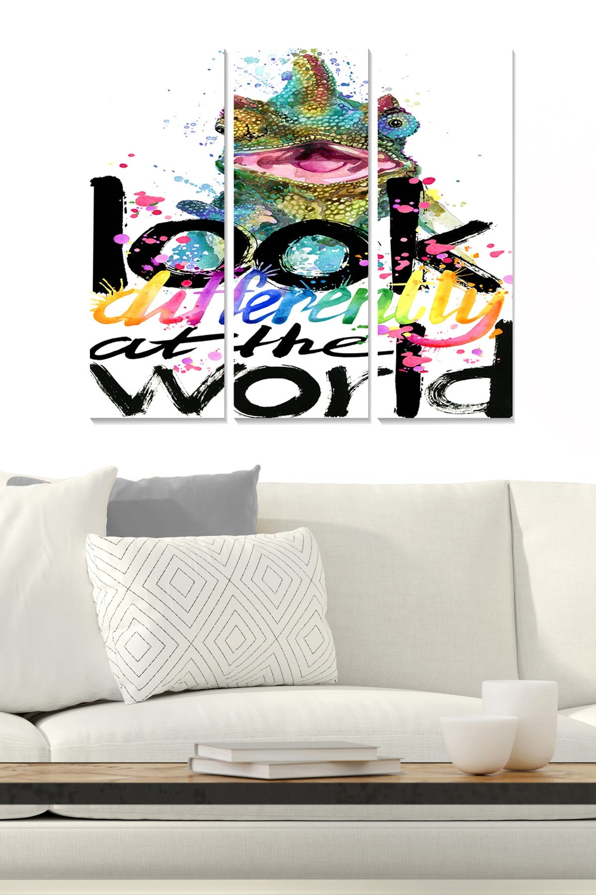 Conjunto de 3 Quadros Decorativos em MDF Multicolor – 20 x 50 cm cada (70 x 50 cm total), 100% MDF, 3 mm de espessura