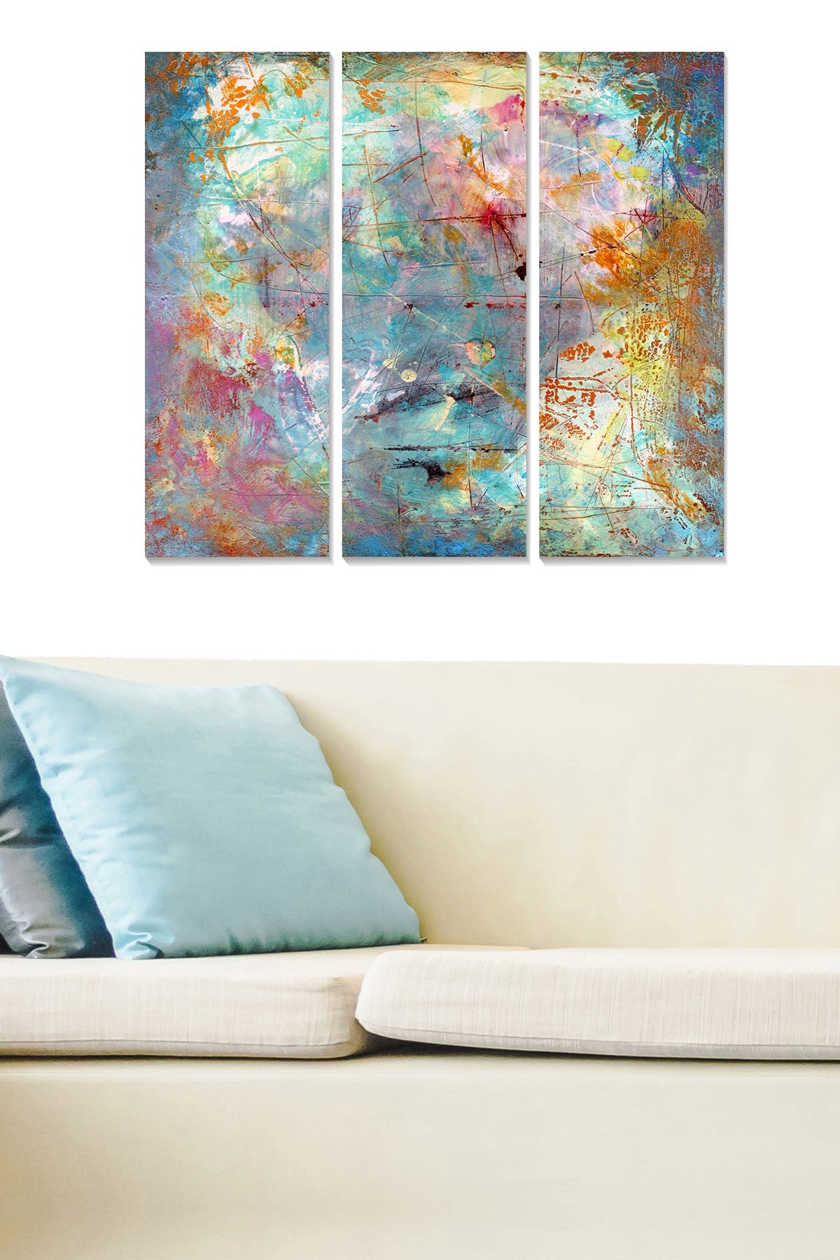 Tríptico Decorativo em MDF Multicolor — 70x50 cm (3x20x50 cm), Espessura 3 mm